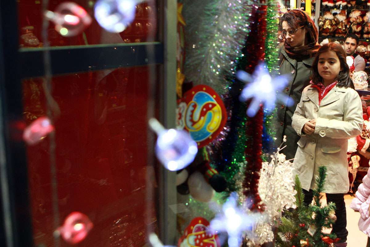 Christmas father is jingling bells in the Iranian capital Tehran