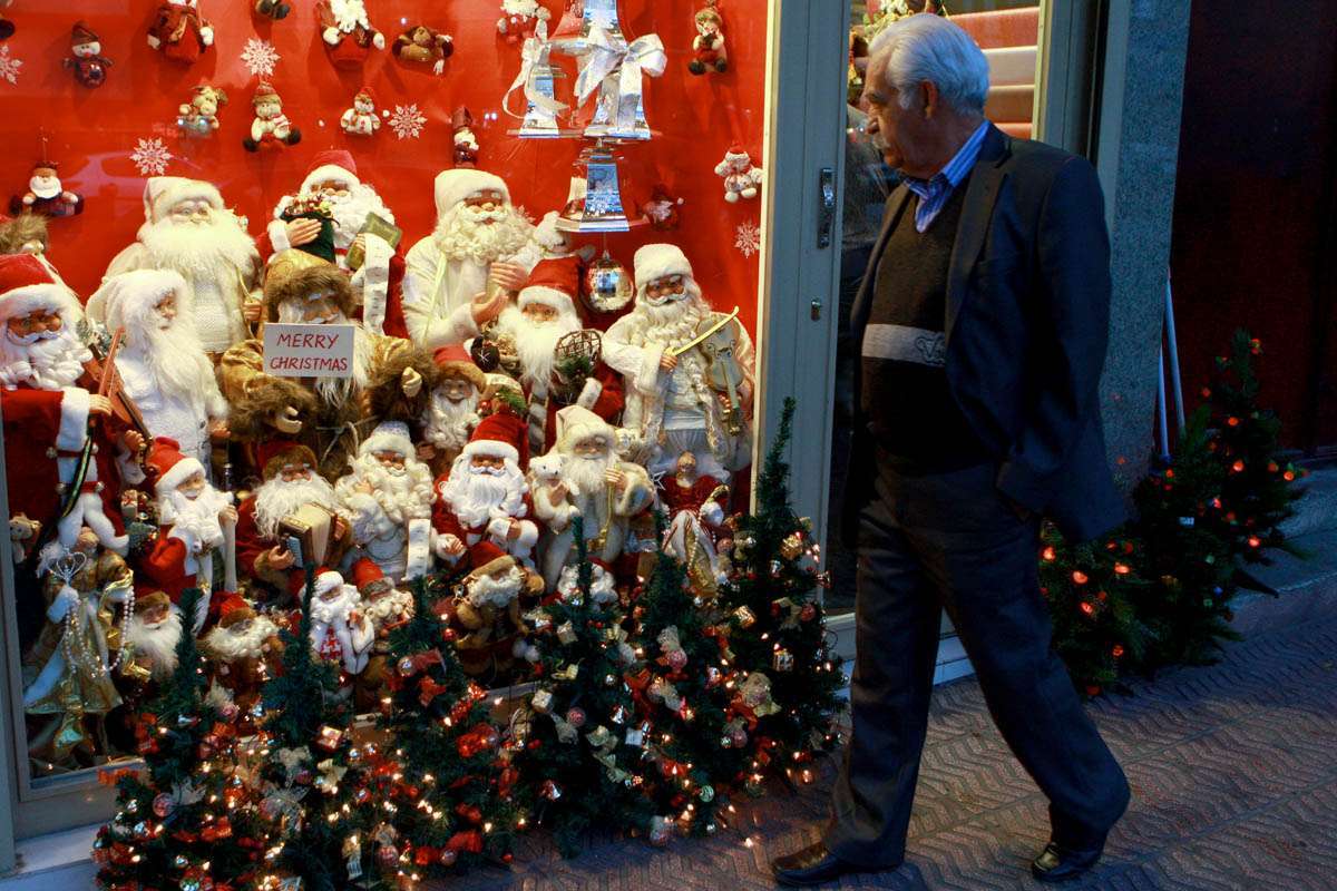 Christmas father is jingling bells in the Iranian capital Tehran