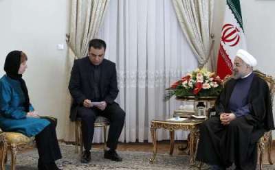 الرئيس روحاني يستقبل اشتون ويؤكد حرص ايران على توثيق العلاقات