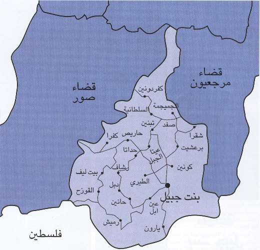 نقشه منطقه بنت جبيل