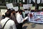 تظاهرات اعتراض آمیز مهاجران میانمار در مالزی