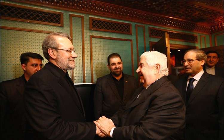 دیدار دکتر لاریجانی با ولید المعلم وزیر امور خارجه سوریه