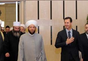 ديدار هياتي از علماي ديني سوريه با بشار اسد