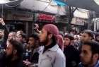 تظاهرات ساکنان شرق حلب علیه تروریست‌ها
