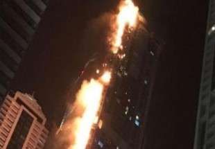 حريق ضخم في برج الشعلة بـ" دبي"