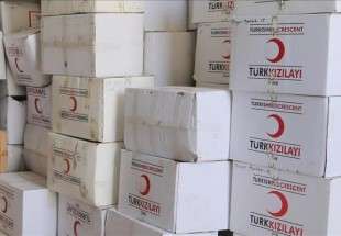 ​توزیع کمک‌های غذایی سازمان هلال احمر ترکیه در یمن