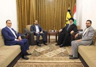 دیدار اعضای جنبش انصارالله یمن با دبیرکل حزب الله لبنان