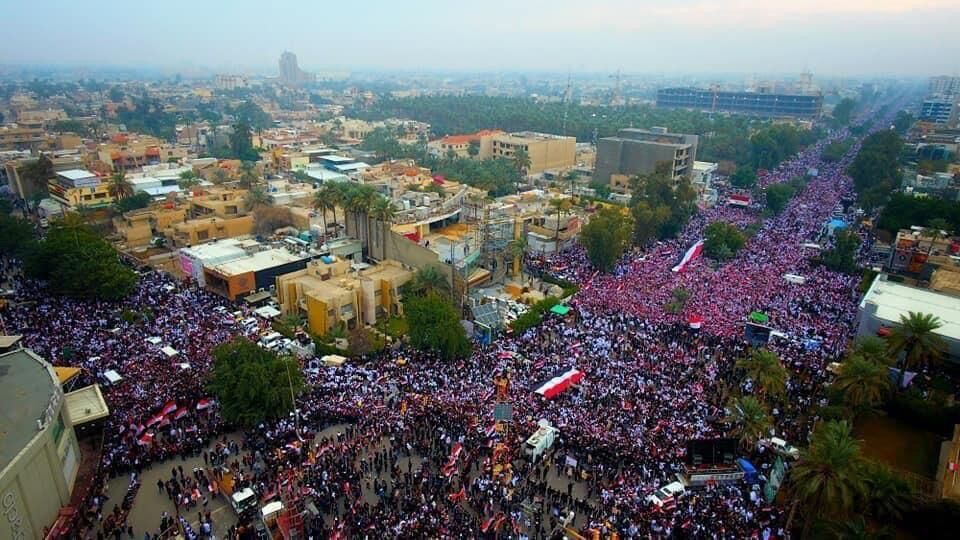جميع اطياف الشعب العراقي سنة وشيعة وعرب وكردا، شارکت  تظاهرات مليونية في بغداد  