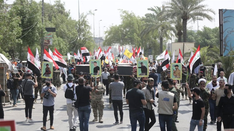 برگزاری مراسم تشییع پیکر شهدای حشدالشعبی در بغداد  