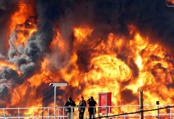 آتش سوزی در تأسیسات پشتیبانی حیفا  