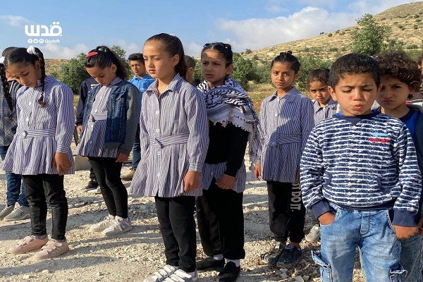 کودکان فلسطینی بعد از تخریب مدرسه ابتدایی «تحدی 5» در بیت لحم  