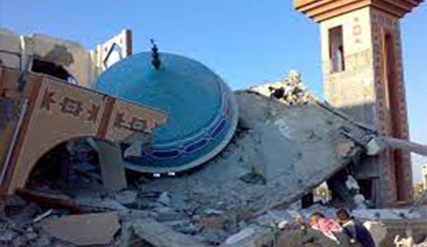 تدمیر مسجد النور المحمدي في غزة بقصف الإحتلال
