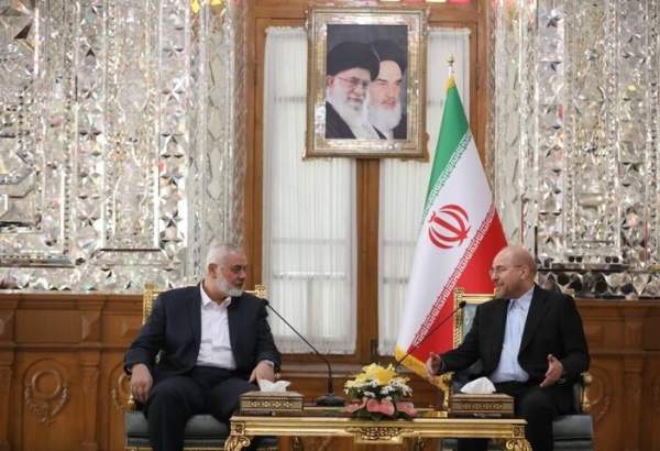 ایران کی پارلیمنٹ کے اسپیکر کی حماس کے سیاسی بیورو کے سربراہ اسماعیل ہنیہ سے ملاقات