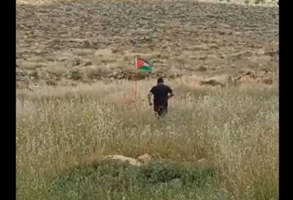 تنبیه شهرک‌نشین صهیونیست که قصد اهانت به پرچم فلسطین را داشت
