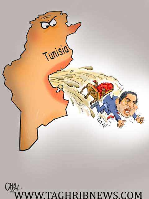 Tunisia belched out former president Ben Ali(cartoon)