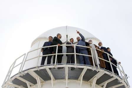 Approaching the last leg of his presidency, Iranian President Mahmoud Ahmadinejad opens the first general observation and aerospace base in Arak, Markazi Province.