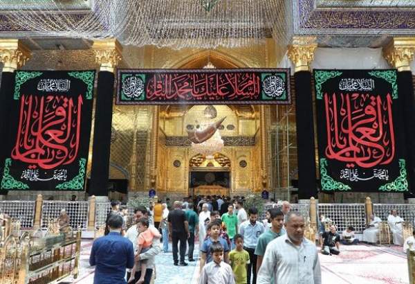 حرم مطهر امام حسین(ع) در سالروز شهادت امام باقر(ع) سیاه پوش شد