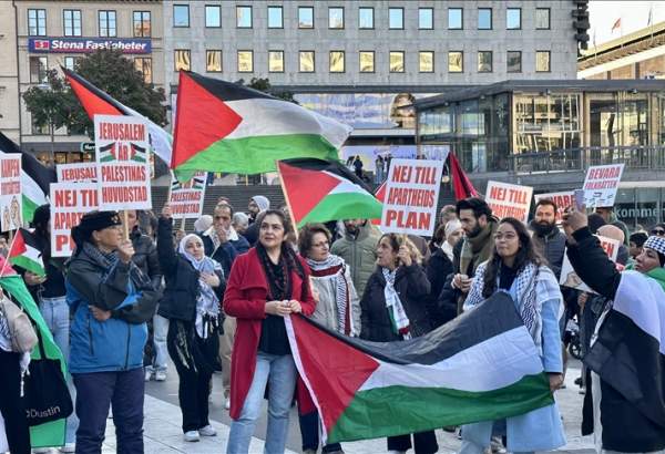 Pro-Palestinian demonstrators hold rally in Stockholm