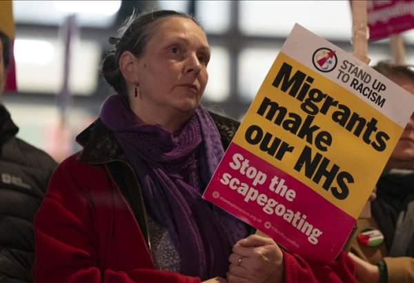 Protesters in London rally against British government