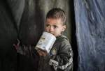 One of the children of Palestinian Mahmoud Abu Dorra, who lost his wife during the Israeli attacks, is seen in a partially destroyed building, where the family take refugee after leaving their home, in Rafah, Gaza on January 5, 2024 [Abed Zagout – Anadolu Agency]