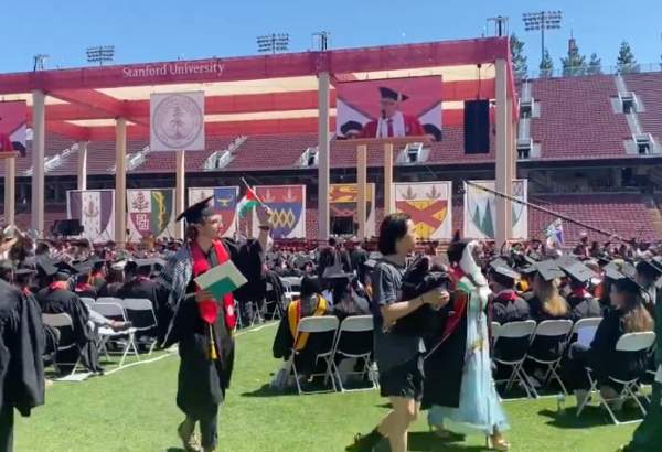 Stanford University pro-Palestine students walk out of graduation ceremony