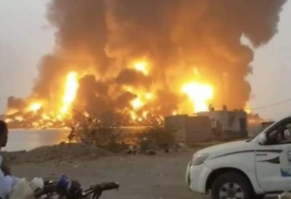 A screen grab captured from a video shows smoke and flames rising from the area following an attack by Israeli warplanes Hudaydah Port controlled by the Iran-backed Houthis on the Red Sea coast in Al Hudaydah, Yemen on July 20, 2024 [AA/Anadolu Agency]