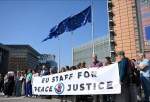 EU staff in Brussels hold protest against bloc