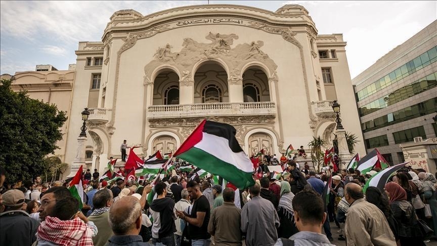 تونس.. عشرات يحتجون ضد الصمت الدولي أمام الإبادة الإسرائيلية بغزة