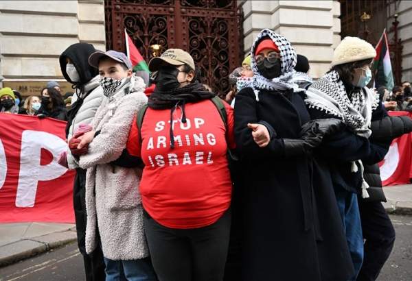 Protesters block entrances of government departments in London, demanding full arms embargo on Israel