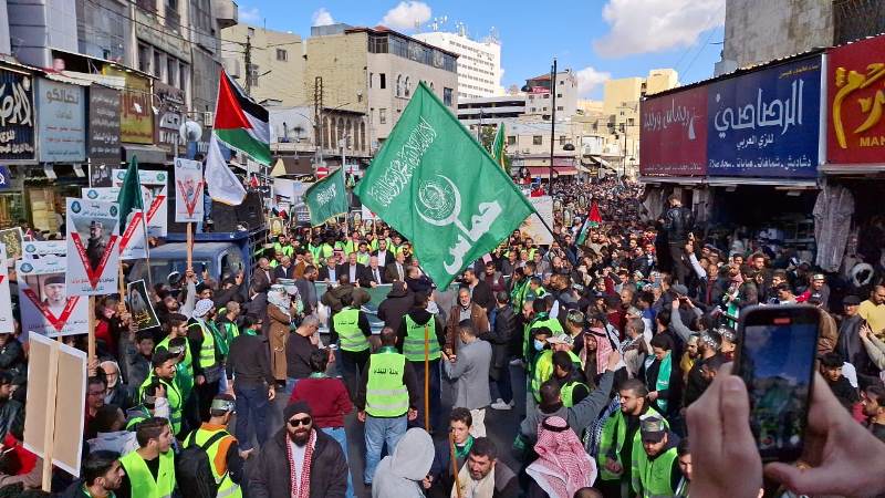 الأردنيون في مسيرة بذكرى الانطلاقة: حماس نموذجٌ ملهمٌ لكل الأمة